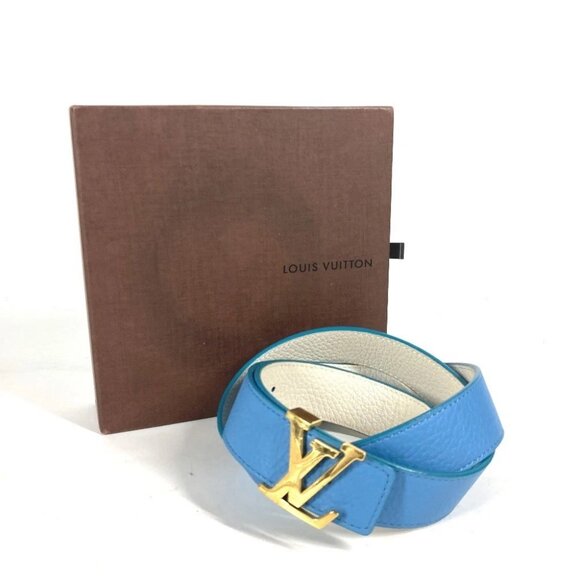 LOUIS VUITTON N9040W Bicolor LV buckle reversible belt blue/White main image 9